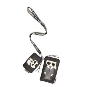 New without tag  KARL LAGERFELD PARIS KARL AND CHOUPETTE POUCH LANYARD